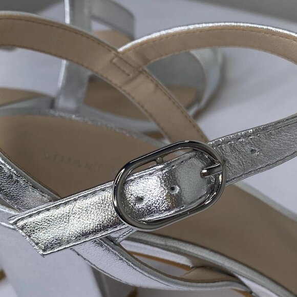 NEW STUART WEITZMAN Womens Sandals Silver Size 7.5 Dancer 75 Block Ankle Strap - Picture 5 of 8